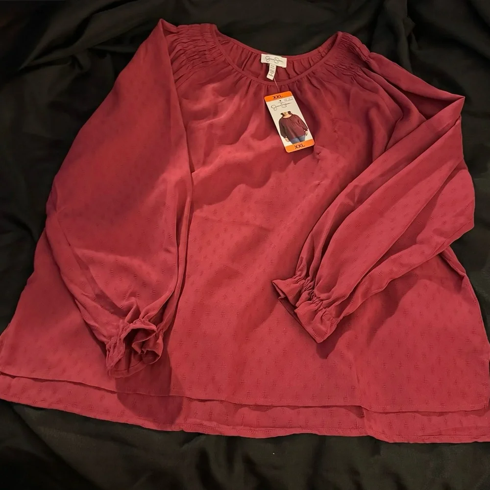 NWT Jessica Simpson Boho Blouse Berry 2X XXL - Picture 2 of 11